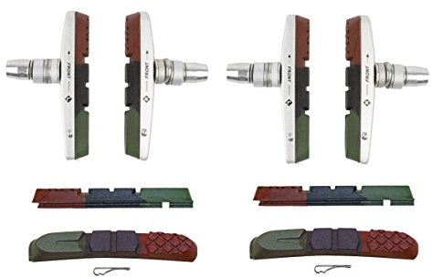 Promax Bremsbelag Bremsschuhe 4 Stück inkl. Ersatzgummis für V- Bremsen hochwertig