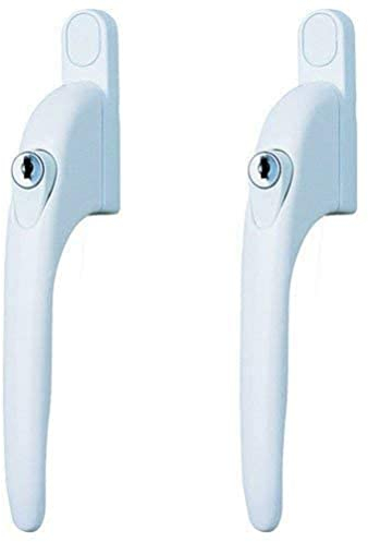 Yale Poignées de fenêtre universelles P-2YWHLCK40N-WH, adaptées aux fenêtres droitiers ou gauchers, broche de 40 mm, verrouillables, emballées, adaptées aux fenêtres en PVC, finition blanche, lot de 2
