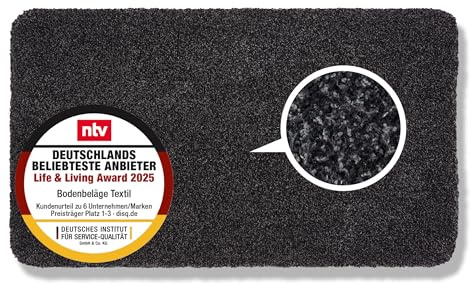 Halkfri matta för smutssamlande inomhus tvättbar – svart 75 x 130 cm rektangulär | Absorberande ren entrématta inomhus Entra absorberande lättskött ren entrématta 100 % bomull dörrmatta robust dörrmatta