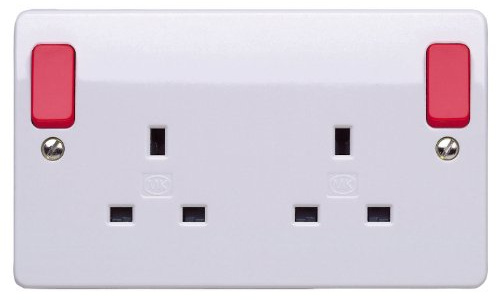 Mk K2746D1WHI 13A 2g Double Pole Switch Socket with Out Rockers
