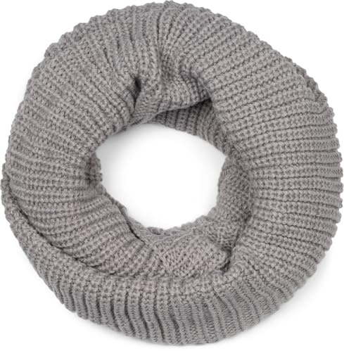 styleBREAKER Unisex bufanda tubular de punto fino liso | Suave bufanda tubular elástica de invierno con aspecto de canalé fino | Bufanda tubular de punto cálido para mujeres y hombres, Gris-claro