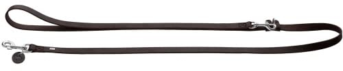 HUNTER Umhängeleine Aalborg, Farbe: Dunkelbraun, stufenlos verstellbar mit Spezialschieber aus Leder, Robustes Rindsleder, handgefertigt, Größe: 15/250