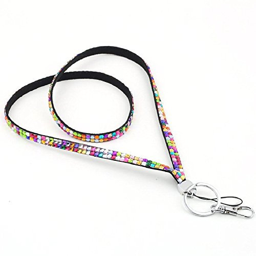 Bodhi2000 Schlüsselband mit Strasssteinen, glänzend, für Ausweis, Handy, Schlüsselhalter, mehrfarbig, One size