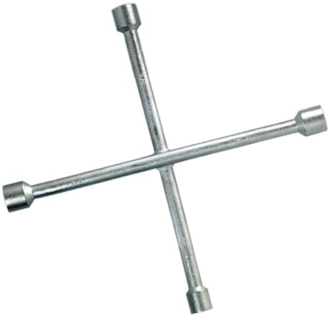 Krawehl - Llave para Ruedas de Coche, 4 Bocas de Diferentes Medidas, para Aflojar y Apretar Tuercas de 17 mm - 19 mm - 21 mm - 23 mm, Llave en Cruz Universal, Fácil de Usar