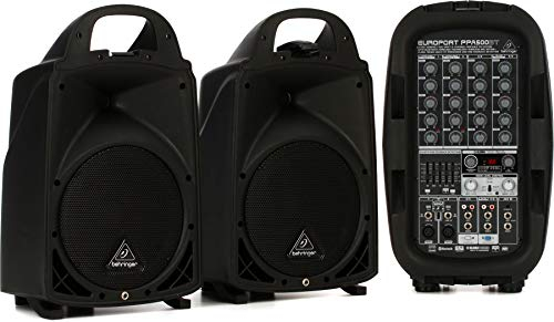 Behringer EUROPORT PPA500BT Ultrakompaktes tragbares 500-Watt-6-Kanal-PA-System mit Bluetooth-Drahtlostechnologie, drahtloser Mikrofonoption, Klark Teknik Multi-FX-Prozessor und FBQ-Feedback-Erkennung