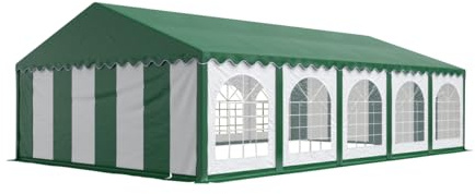 Festzelt Partyzelt 5x10 m Premium, hochwertige PVC Plane 750 N mit grünem Dach 100% wasserdicht mit Bodenrahmen