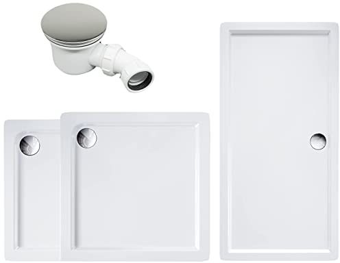 ELEGANT Rectangular 1200 x 800 x 40 mm Stone Tray for Shower Enclosure Cubicle + Waste Trap