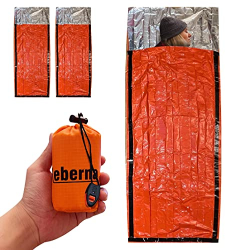 Leberna Emergency Sleeping Bag Survival Bag 2 Pack | Survival Bivy Sack | Portable Blanket Survival Gear Bivvy Thermal Sleeping Bag Camping