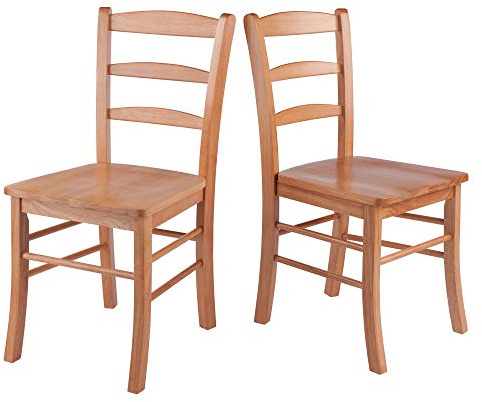 Winsome Benjamin Ladder Back Chair Set, Classic Backed Kitchen & Dining Room Chairs, Simple & Elegant Home Seating Solution, Great for Office, Hallway, Bedroom