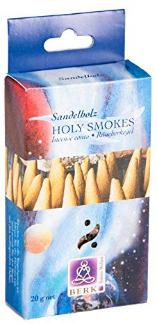 Berk Räucherkegel - Sandelholz - Palo Santo - 20 g - 14 Stück - 1 Set - 1 Stäbchen