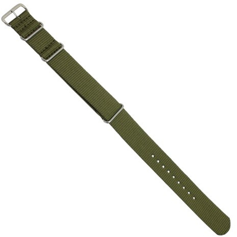 Uhrbanddealer Unisex Uhrenarmband 20mm Ersatzband Militär Nato Style Textil mit Edelstahlschlaufen Olive Grün 027020s