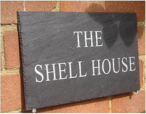 House Sign 25cm x 18cm Traditional Rustic Finish to Signs Riven Slate Surface & Edge. Personalised with any Name or Door Number. Plaques are suitable for outside wall, gates and front doors