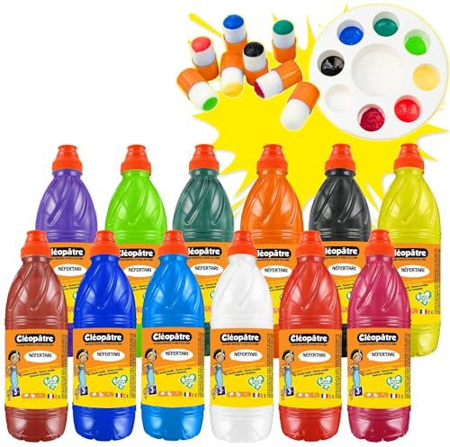 Cléopâtre - PGBB1X12+LOT - Peinture Gouache au doigt Néfertari baby - Lot de 12 flacons + accessoires 34 x 25 x 27 cm Multicolore