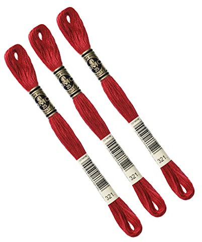 DMC Six Strand Embroidery Cotton - Red 321 - pack of three
