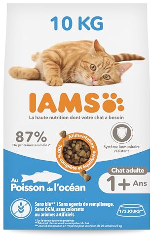 IAMS Croquette au Poisson pour Chat Adulte 10 kg