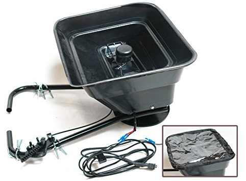 Dema Elektrostreuer 12V für Rasentraktor, Schleuderstreuer, flexibel, kraftvoll, großvolumig für Rasenpflege, Winterdienst, ATV/Quad