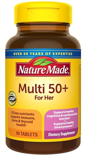 Nature Made Multivitamin For Women 50+ No Iron, Multivitamins for Women 50 Plus, Daily Nutritional Support, Nature Made Multi Vitamins, 90 Tablets, 90 Day Supply