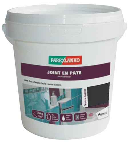 Parexlanko, Joint en Pâte prêt à l'emploi, Joint de carrelage compris entre 1 à 6mm pour mur et plan de travail intérieur, Nero, 1,5kg