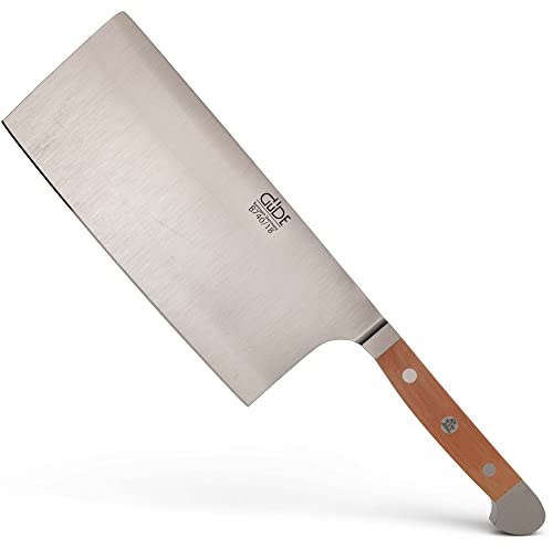 Güde Solingen - Mannaia forgiato, 18 cm, Legno di Pero, Alpha-BIRNE - Doppio Collarino, Fatto a Mano in Germania