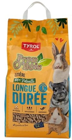 Tyrol PROP'O BOIS, Litière pour Lapin, Granulés de Bois Super Absorbants, 10L