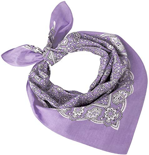 Tobeni 548 Damen Herren Nickituch Kopftuch Bandana Halstuch Baumwolle Unisex Farbe Paisley Flieder Grösse 54 cm x 54 cm