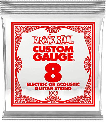 Ernie Ball Nickel Plain Single Guitar String .008 Gauge 6-Pack