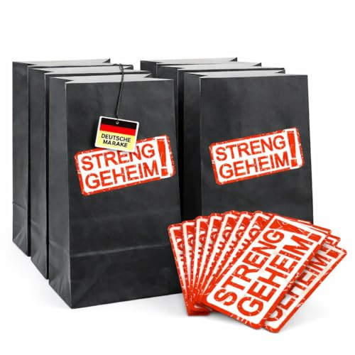 12 Partytüten * Detektiv Flo - Streng geheim! * aus Papier für Party und Geburtstag // Geschenktüten Mitgebsel Mitgebseltüten Tüten Geburtstagstüten Detektivparty