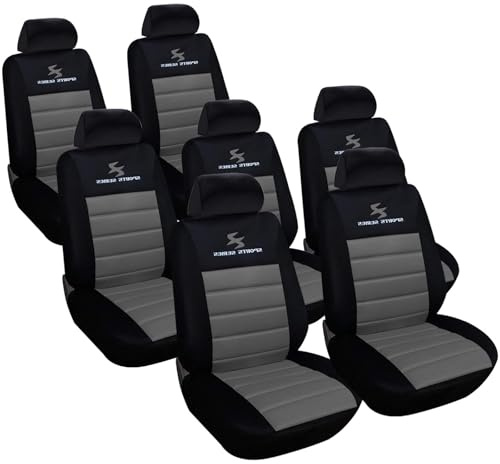 WOLTU 7er Sitzbezüge Auto Einzelsitzbezug universal Größe, Komplettset, grau