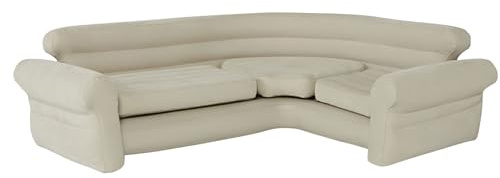Intex Inflatable Corner Sofa, L-Shaped Couch with 880 lb. Weight Capacity, 2-in-1 Valve for Easy Indoor Setup, 101 x 80 x 30”