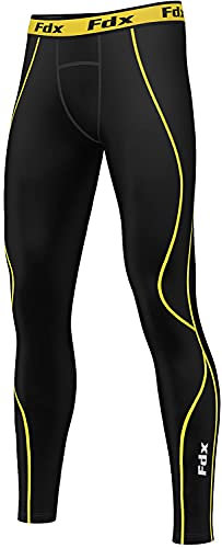 FDX Leggings für Herren, Körper-Schutz, Kompressionsleggings, unterste Bekleidungsschicht, Sport-Leggings, Ausrüstung xl schwarz / gelb