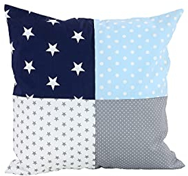 ULLENBOOM Kissenbezug 40x40 Kinder Blau Hellblau Grau (Made in EU) Oeko-TEX Materialien - Kopfkissenbezug aus 100% Baumwolle, Bezug auch für Dekokissen geeignet