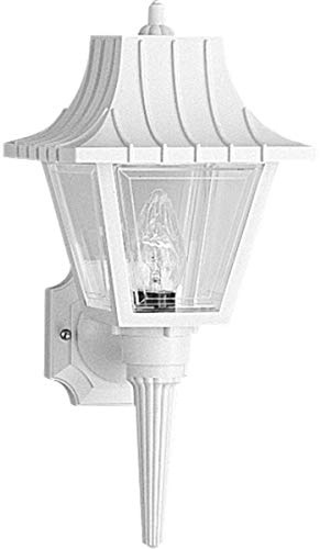 Progress Lighting P5815-30 Wall Torch with Ribbed Mansard Roof Beveled Clear Acrylic Panels, White
