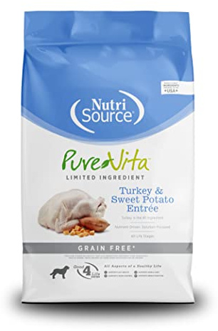 NutriSource Pure Vita Limited Ingredient Grain Free Dry Dog Food, Turkey and Sweet Potato, 25LB