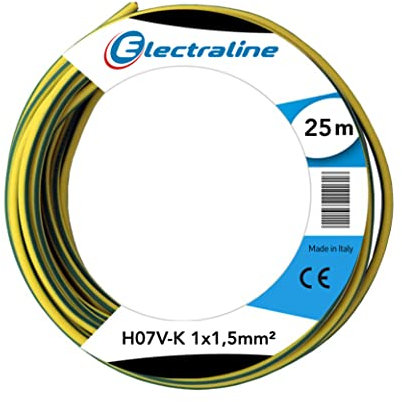 Electraline 15102 Couronne de Cable H07 V-K 1X1,5 25M Jaune/Vert