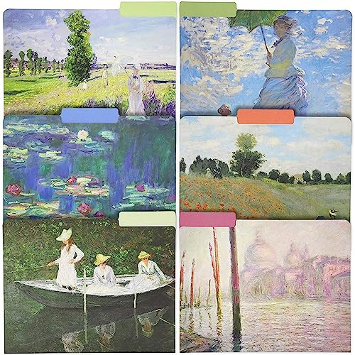 The Gifted Stationery File Folder - Letter Size, 12 Pack, Monet Design, 1/3 Cut Tabs - Decorative File Folders for Office & School Supplies