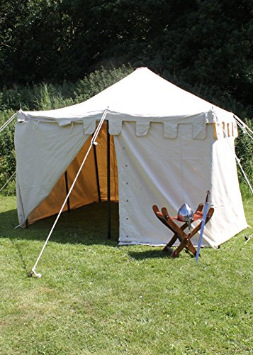 Battle-Merchant - Ritterzelt Herold - 3 x 3 m, -350 GSM - naturfarben - Mittelalter - LARP - Reenactment