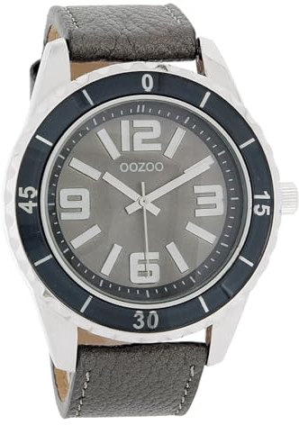 Oozoo Unisex Armbanduhr Vintage Series Analog Leder Taupe grau UOC4273A Analoguhr