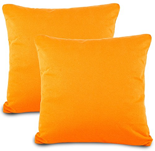 aqua-textil Classic Line Kissenbezug 2er-Set 40 x 40 cm orange Baumwolle Kissen Bezug Reißverschluss Jersey Kissenhülle