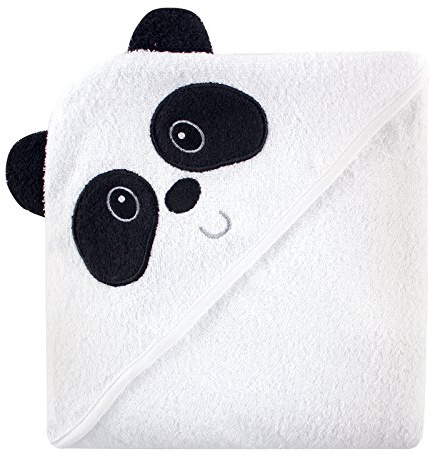 Luvable Friends Unisex Baby Cotton Animal Face Hooded Towel, Panda, One Size