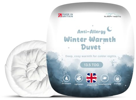 SleepyNights 13.5 Tog King Duvet Quilt – Winter Warm Extra Cosy Bedding – Anti Allergy Hollowfibre Duvet, Soft & Breathable – Made in UK & Non-Allergenic (225 x 220cm)