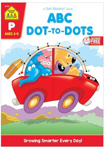 School Zone ABC Dot-to-Dots Workbook: 32 Pages, Preschool, Kindergarten, Learning Activities, Connect the Dots, Alphabet, ABC's, 123, Counting, Letter Puzzles, Ages 3-5 (Get Ready! Book Series)