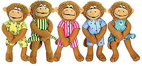 MerryMakers Five Little Monkeys Finger Puppet Playset, Set of 5, Polyvinyl Chloride, 5-Inches Each