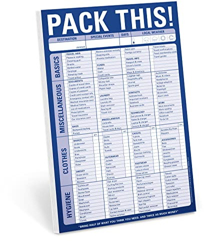 Knock Knock Pack This! Pad Packing List Notepad, 6 x 9-inches