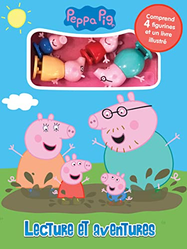 Peppa Pig Lecture et aventures - Livres d'activités pour enfants, livre illustré de 12 pages, 4 figurines