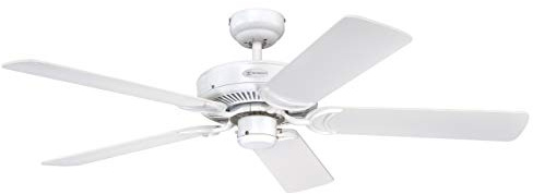 Westinghouse Lighting Deckenventilator, Ausführung in Weiß mit Wendeflügeln in Weiß/Weiß mit Rattan, 7826940