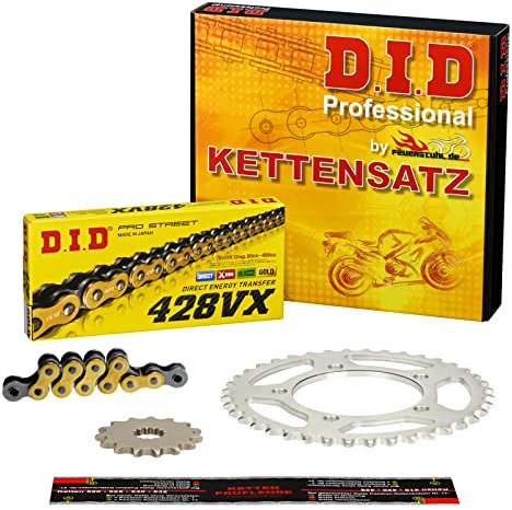 Kettensatz DID X-Ring (VX G&B) MZ RT 125, Bj. 2000-2008, offen mit Clipschloss