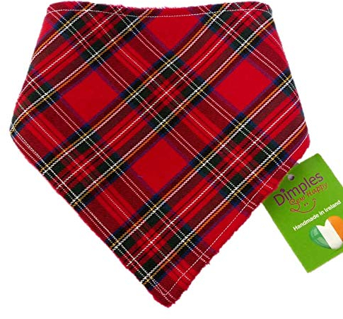 Dimples Hundehalstuch - Schottenkaro Rot - Halstuch für Kleine, Mittlere und Große Hunde, Welpen und Katzen - Besitzer Geschenk - Handgemachtes Accessoire 25cm