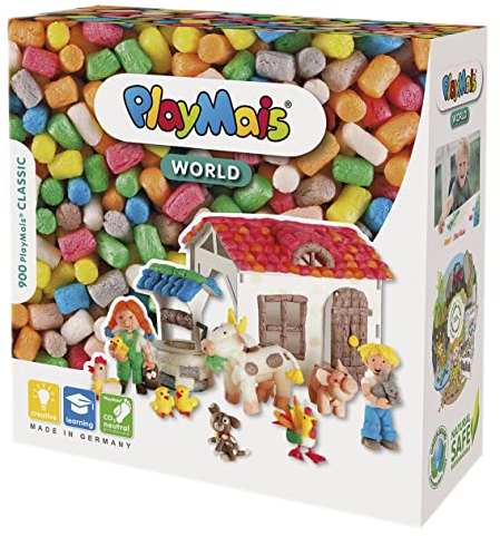 Playmais WORLD Farm Bastel-Set für Kinder ab 5 Jahren | Circa 1000, Vorlagen & Anleitungen zum Basteln | Geschenke für Kinder | Fördert Kreativität & Feinmotorik | Natürliches Spielzeug