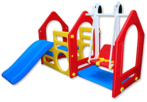 LittleTom Ab 1 Jahr: Spielturm mit Rutsche und Schaukel - 155x135 Spielhaus Garten - Kinder Spielplatz Gartenschaukel Rutsche Outdoor Schaukel mit Rutsche Spielplatz für Garten Klettergerüst Indoor