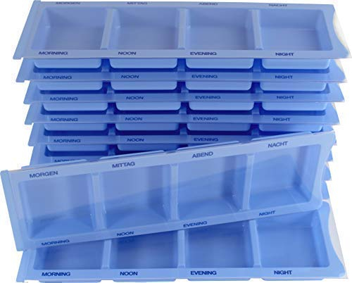 Medi-Inn Medikamentendispenser mit 4 Fächern, blau XL, 10 Stück, Tablettenbox für einen Tag, Pillenbox, Tagesdispenser